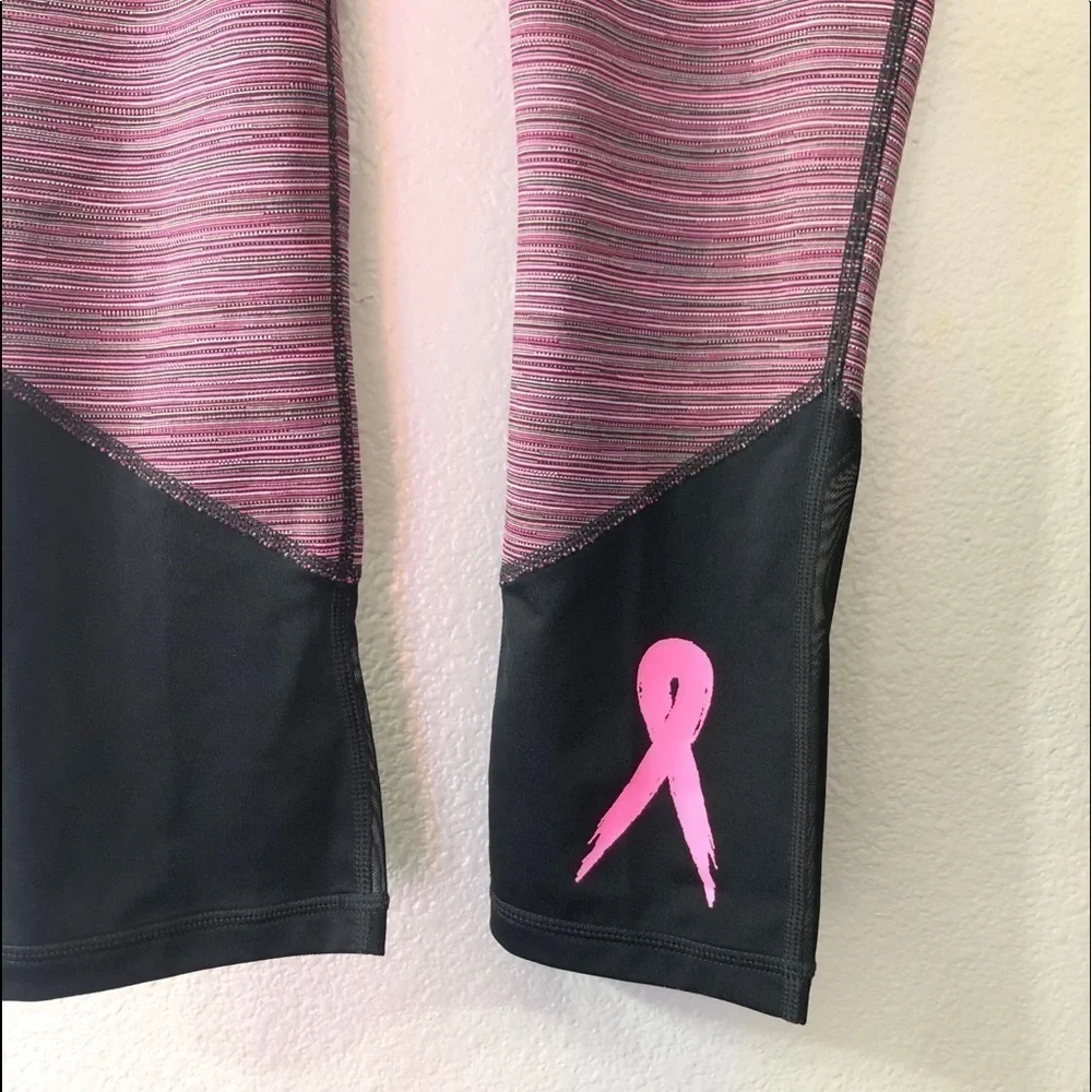 Ideology Striped Breast Cancer Cropped Leggings
